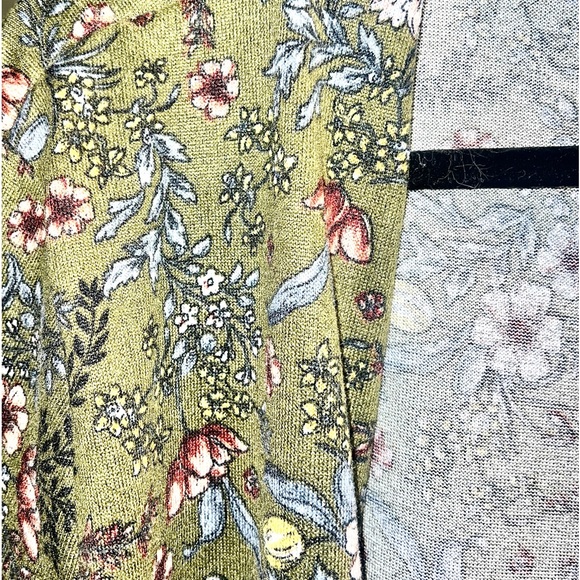 Green Mixed Print Maxi Cuff w/ Thumbholes Duster Cardigan - Picture 6 of 11